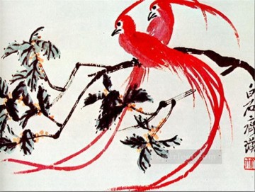 中国 Painting - 斉白石極楽鳥繁体字中国語